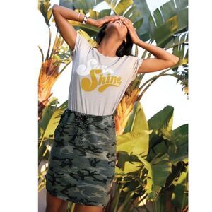Sundry Saturday Green Camo 90s Drawstring  Mini Skater Streetwear Skirt …